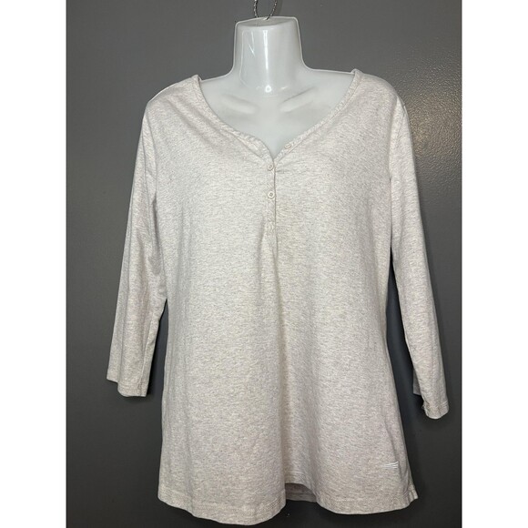 Copper Fit Shirt Womens Medium Gray Replenish Henley 3/4 Sleeve Athletic Top - Picture 1 of 6